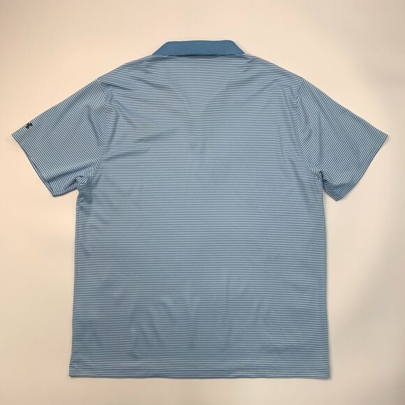 Under Armour Shirt Men 2XL XXL Blue/White Striped HeatGear Performance Golf Polo - Picture 3 of 11